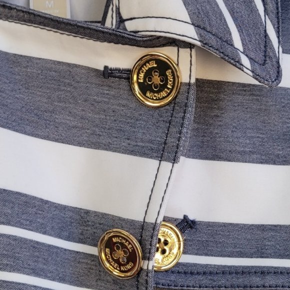 Michael Kors Stripes Double Breasted Women Trench Coat Size Medium - Picture 4 of 13